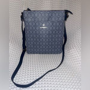 Nanette Lepore Mattie Double Zip Crossbody Bag In Navy Logo